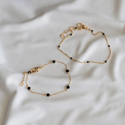 Bead Bracelet Minimalistic - Gold and Black