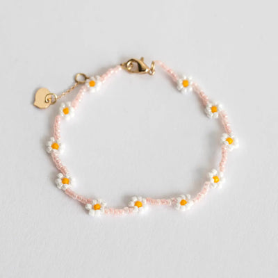 Peach Flower Bead Bracelet