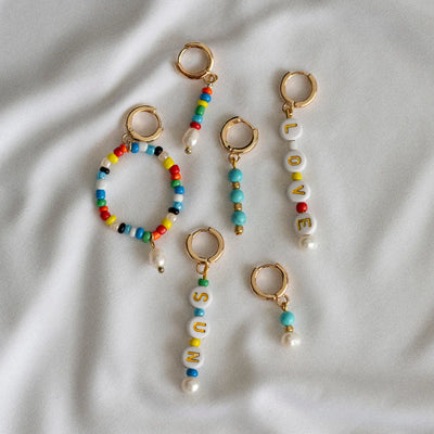 Turqoise Beads Hoop Earrings | Summer