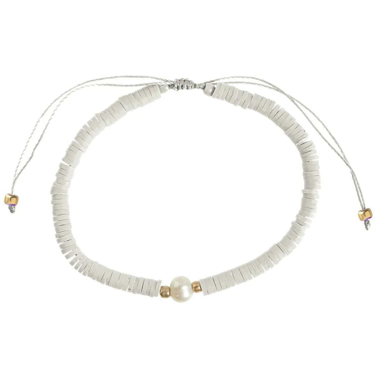 Beach Beads with Pearl Bracelet - White