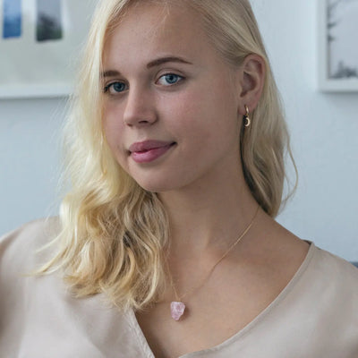 Rose Quartz earring and necklace set
