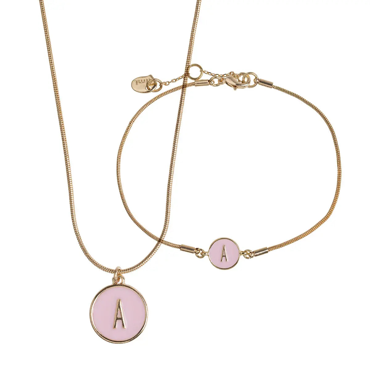 Personalisierte Emaille-Buchstaben-Halskette und Armband-Set