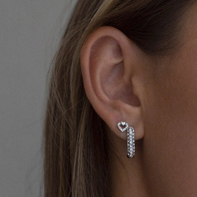 Clear Crystal Hoop Silver