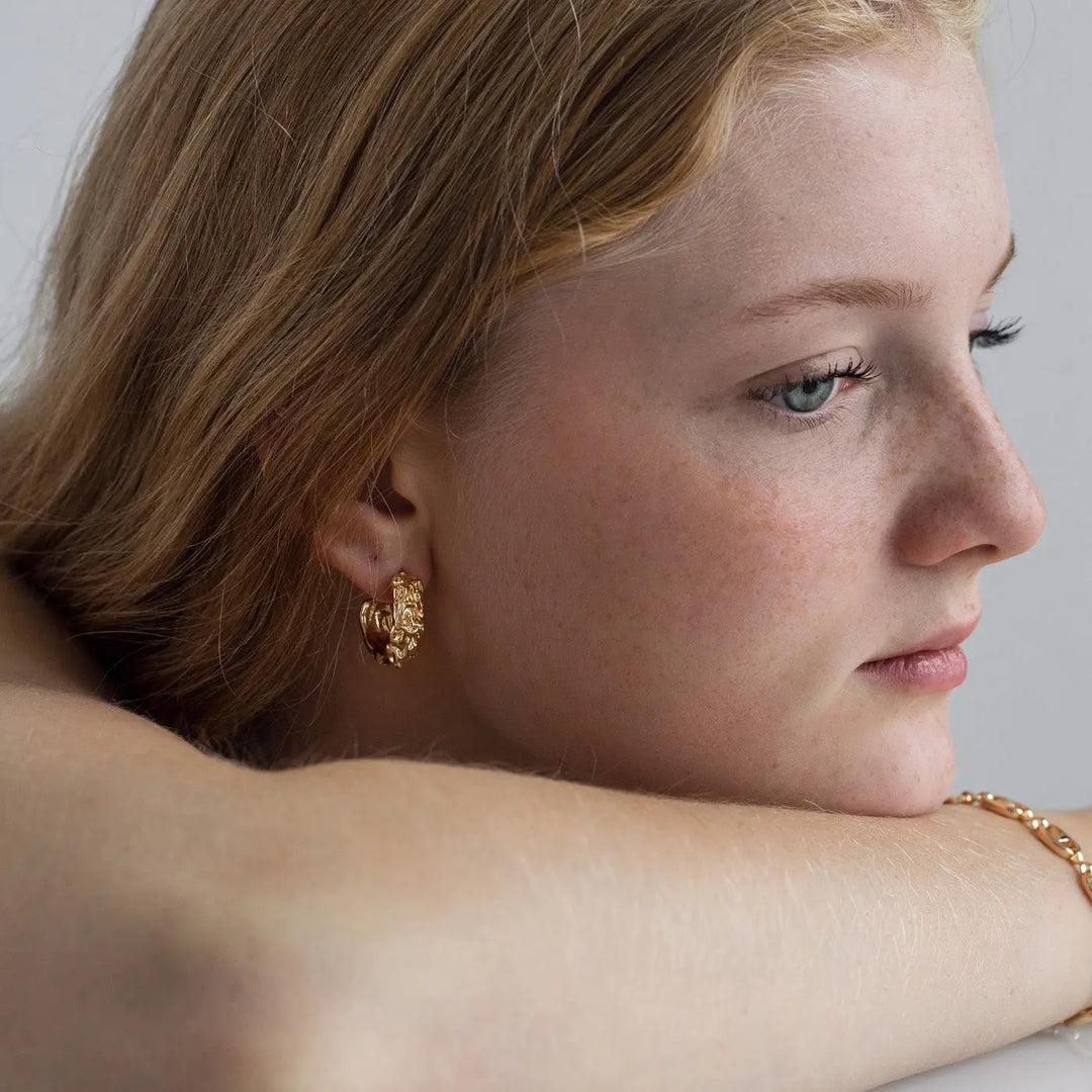 Thick Uneven Hoop Earrings - Gold