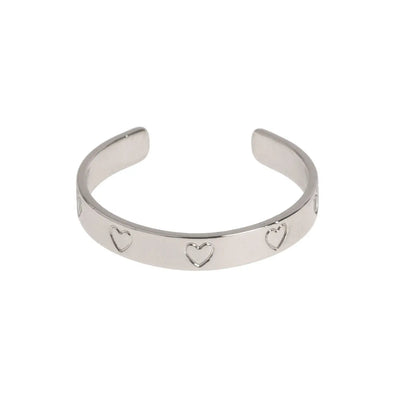 Engraved Hearts Silver Ring | Elegant