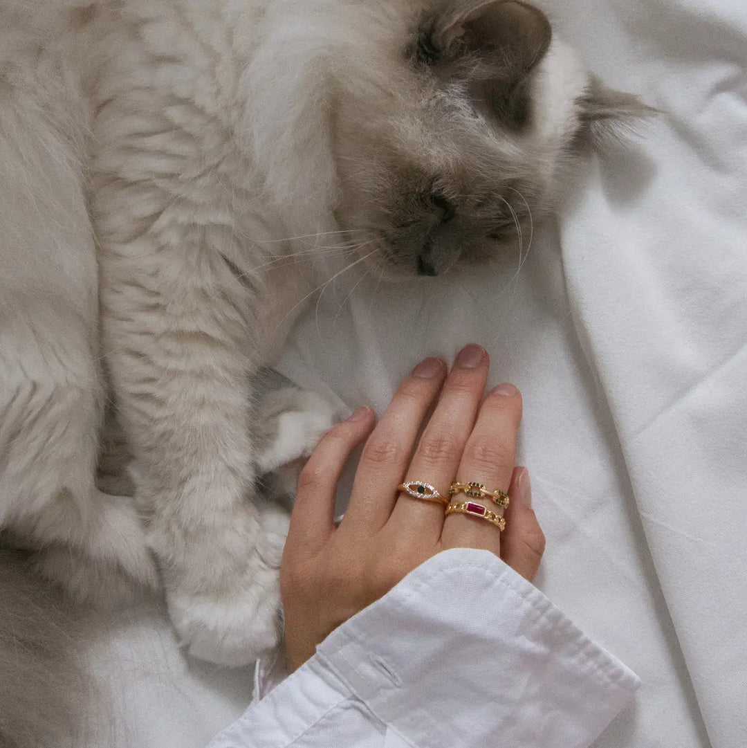 Green Crystal Chain Ring