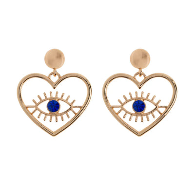 Suzy - Evil Eye Heart Stud Earrings