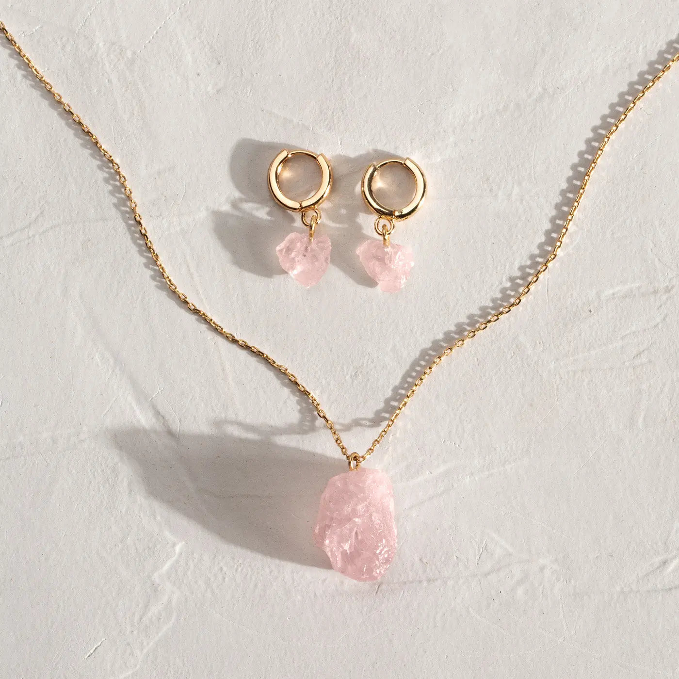 Rose Quartz earring and necklace set