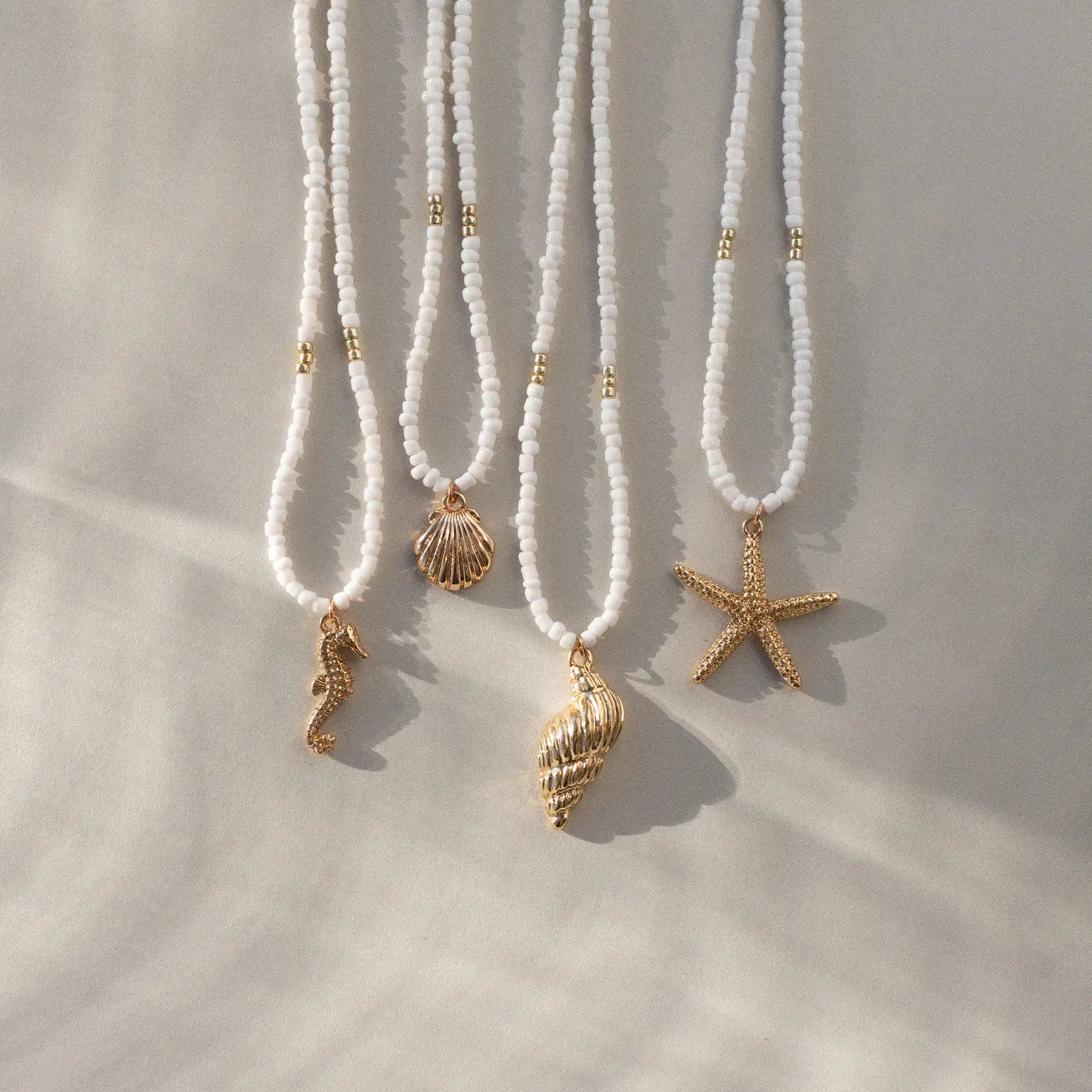 Ellie - Mermaid Shell White Beads Halskette