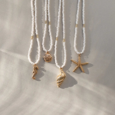 Ellie - Mermaid Shell White Beads Halskette