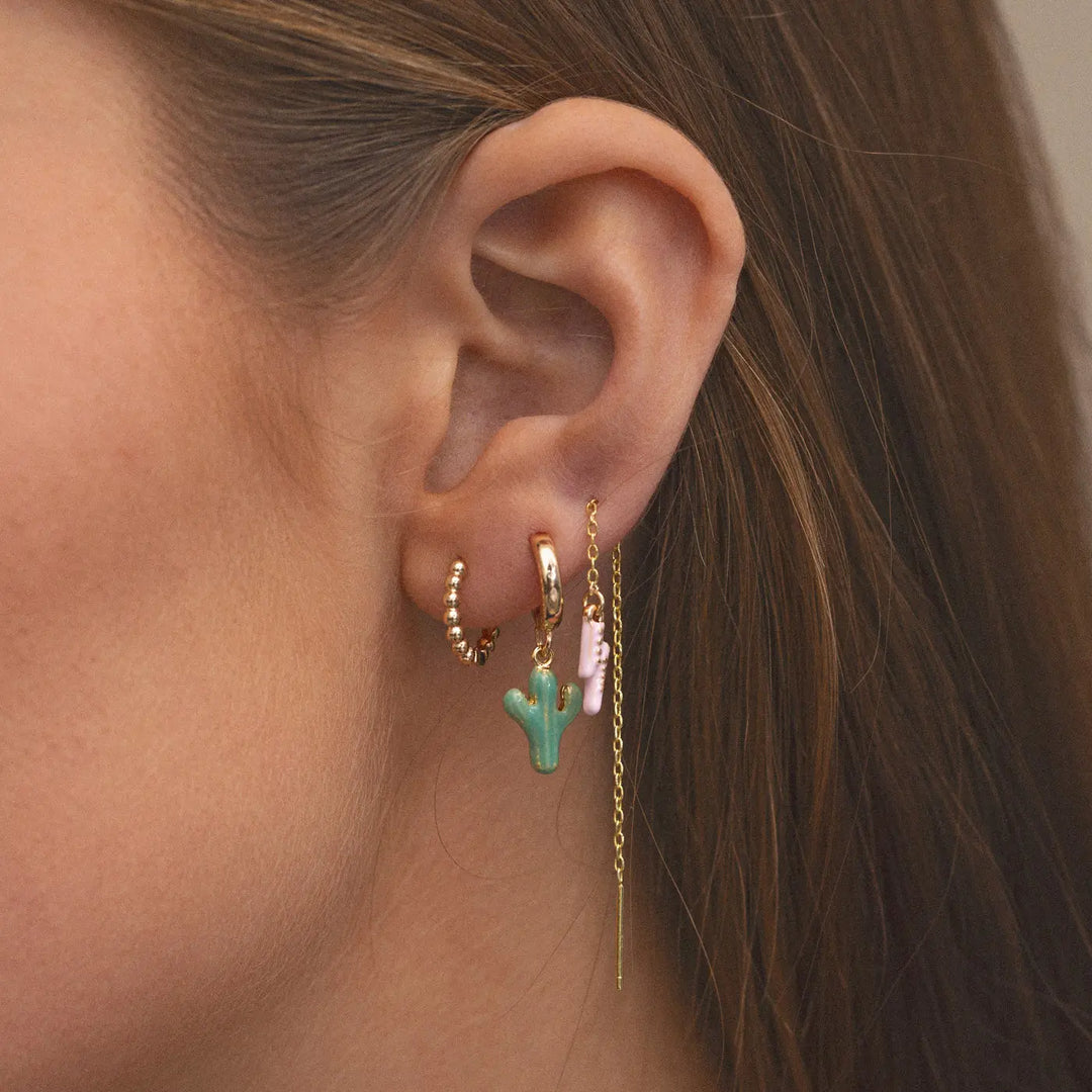 Doris - Cactus Enamel Hoop Earring