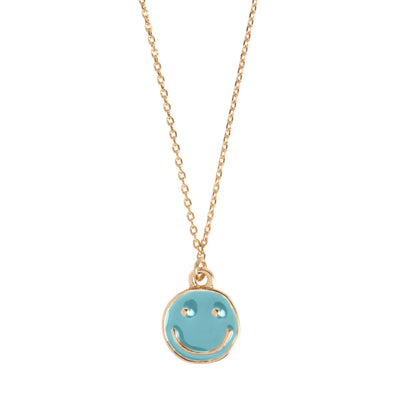 Doris - Blue Smiley Enamel Necklace