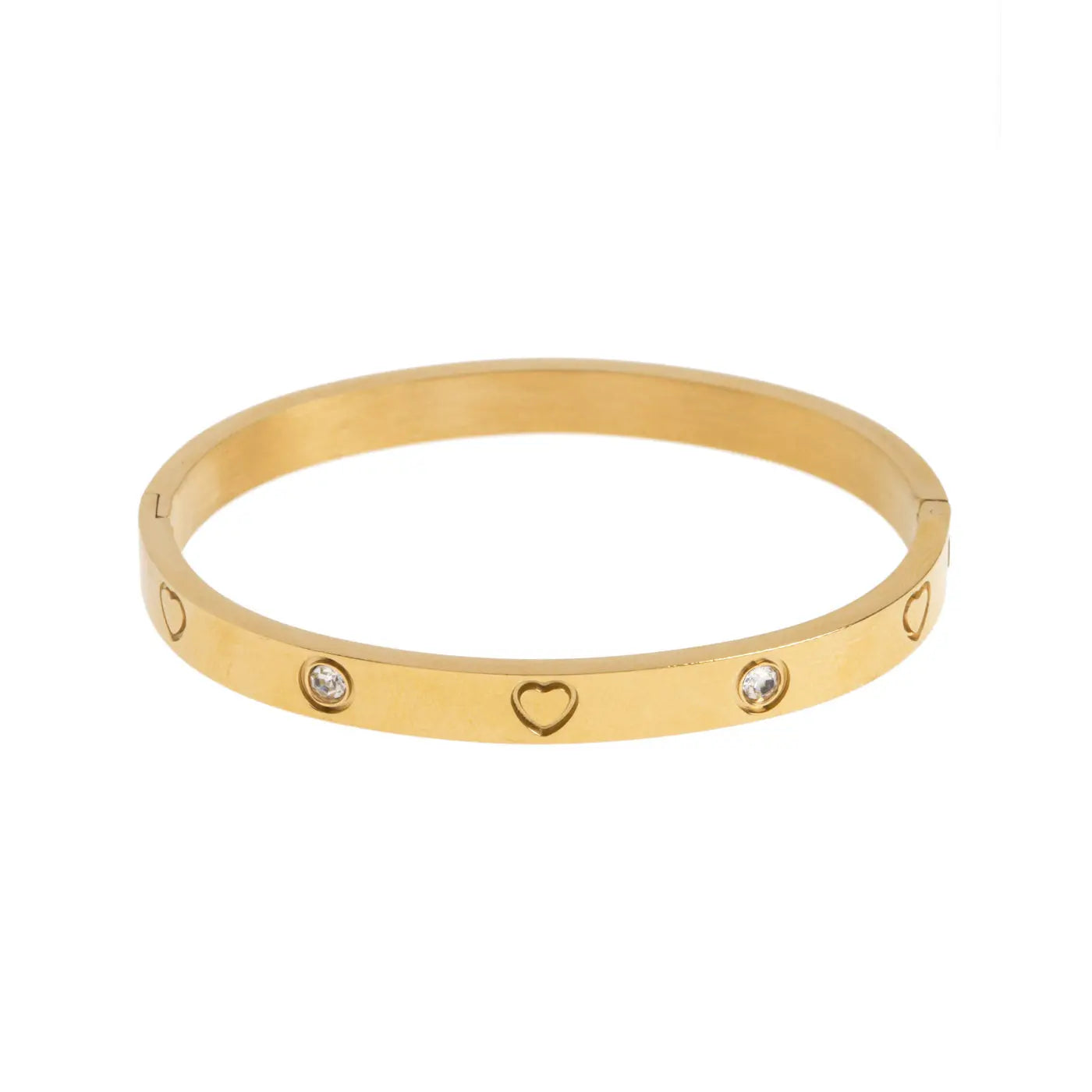 Fay - Crystal and Hearts Bangle Stainless Steel