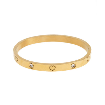Fay - Crystal and Hearts Bangle Stainless Steel
