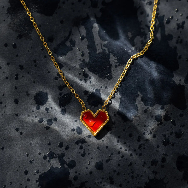 Sarah - Red Heart Necklace Stainless Steel Timi of Sweden