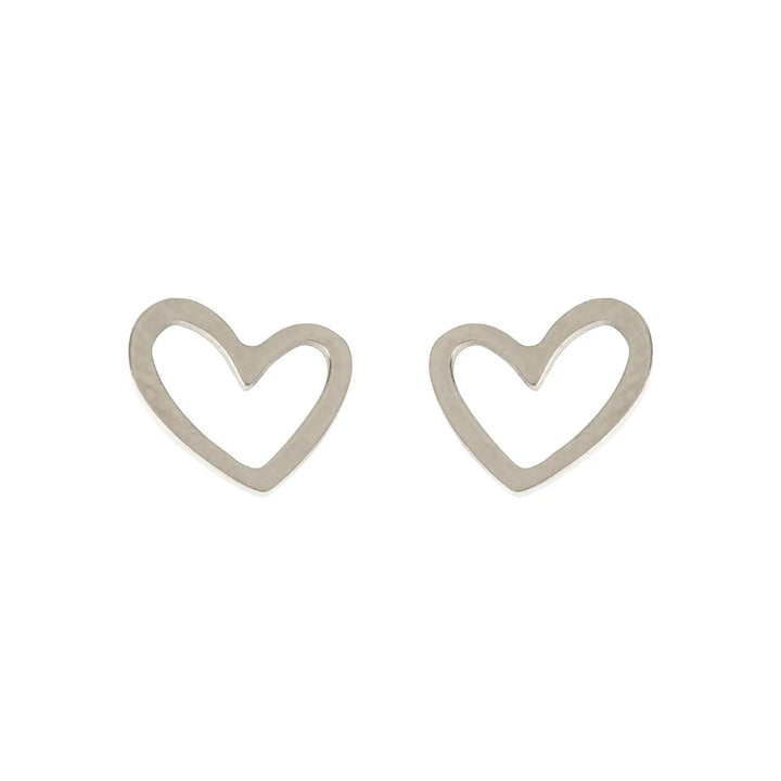 Sarah - Heart Outline Stud Earring Stainless Steel